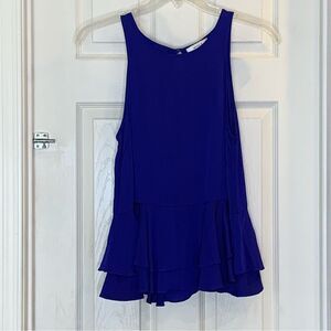 Milly Royal Blue Light Ruffle Sleeveless Blouse Size Small